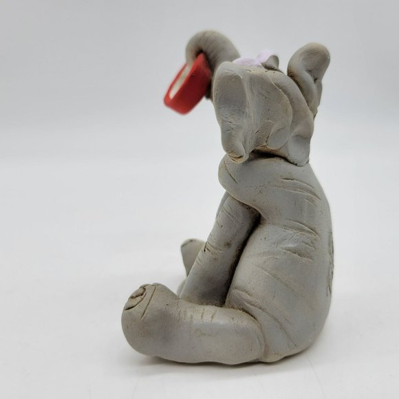 Cute Elephant "Let's Eat" Hungry Meal Time Figurine Artist Signed Modeled Clay - Picture 7 of 8